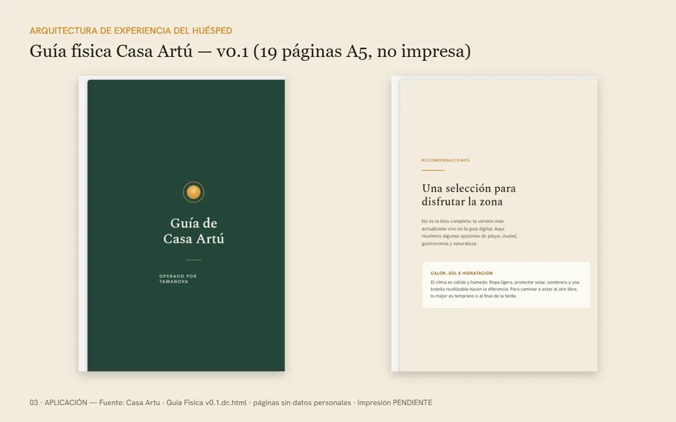 Aplicación editorial de Tamanova para Casa Artú, sin recortar el material.
