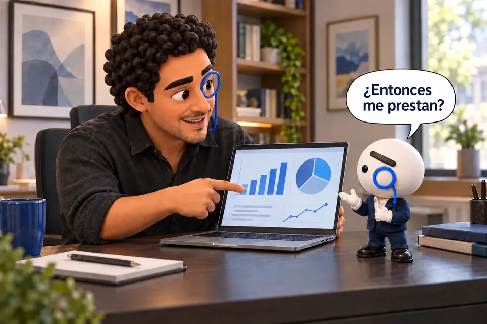 El avatar de Arturo muestra gráficas de análisis financiero; El Don pregunta: ¿Entonces me prestan?